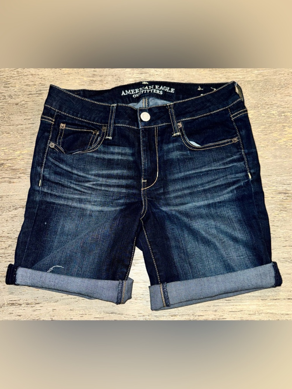 American Eagle Outfitters Dark Indigo Denim Bermuda Shorts - Picture 3 of 8